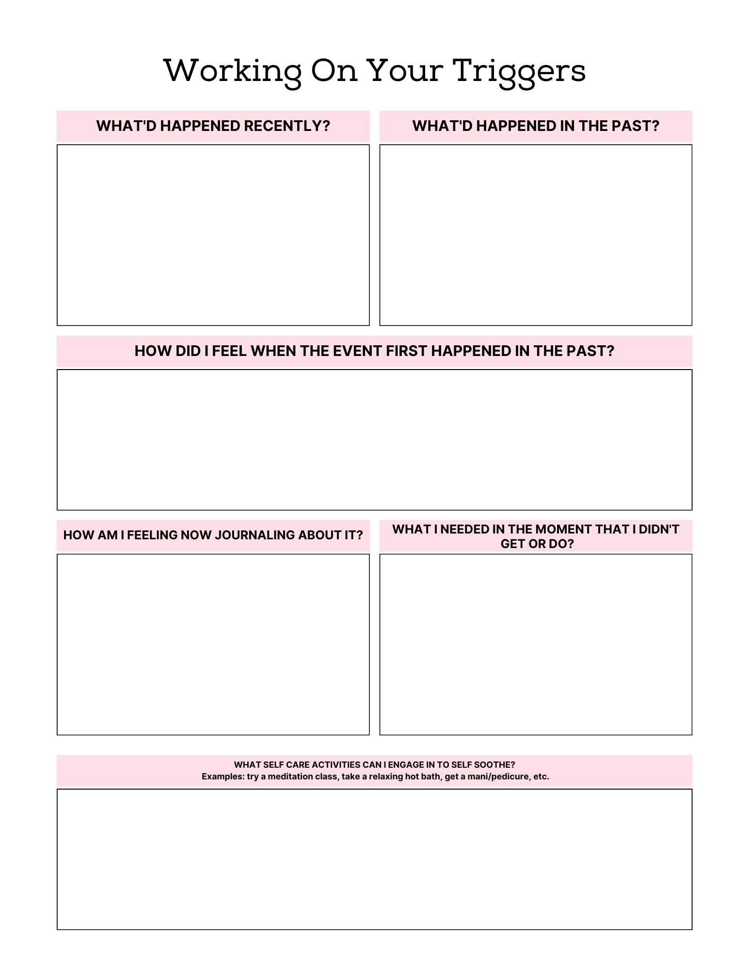 PTSD & Trauma Processing Workbook -65 Pages; journaling prompt worksheet for emotional healing.