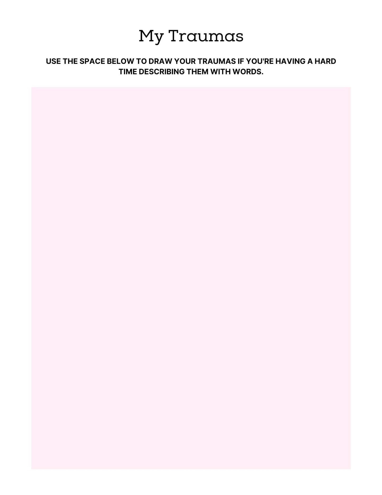 PTSD & Trauma Processing Workbook page for drawing traumas.