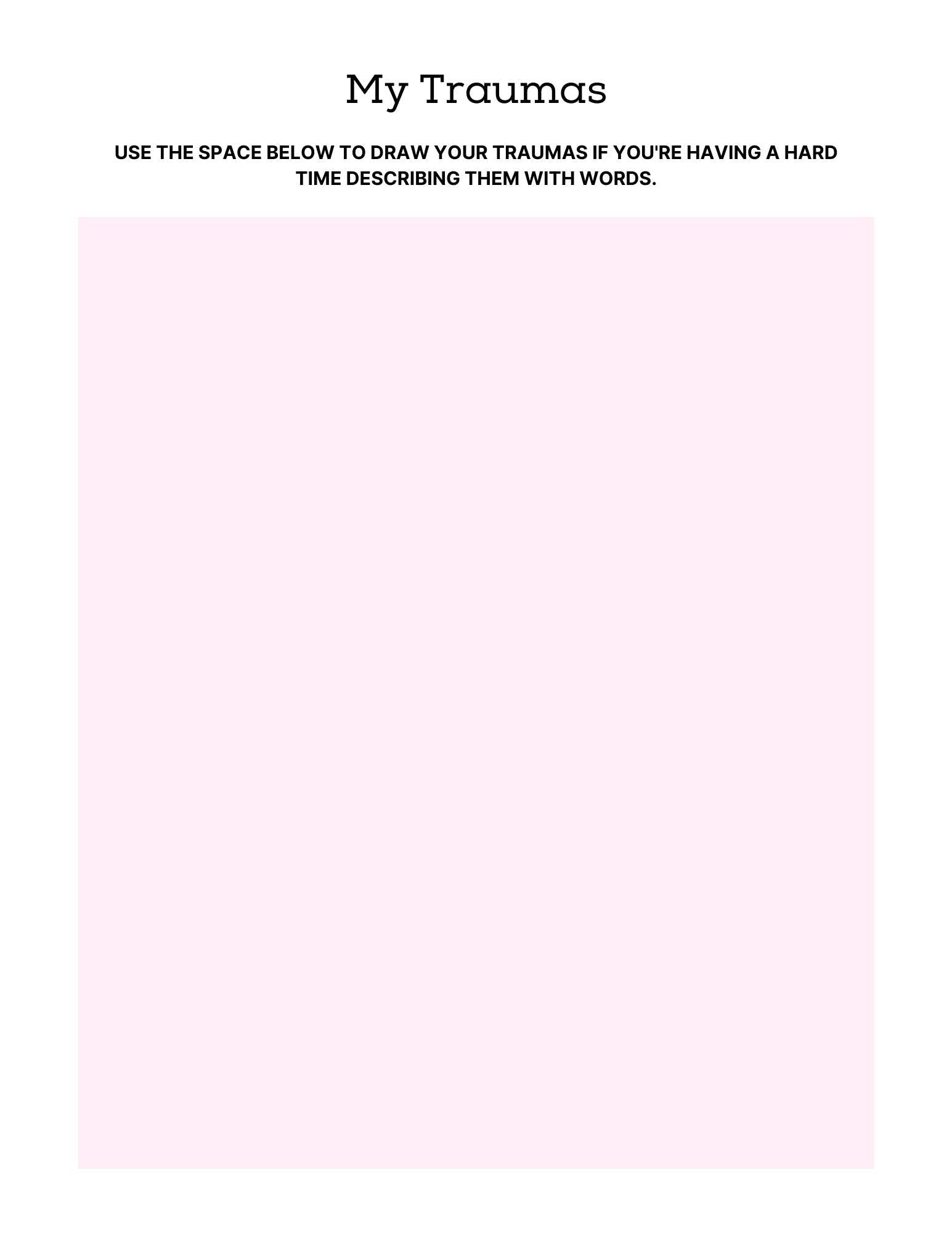 PTSD & Trauma Processing Workbook page for drawing traumas.