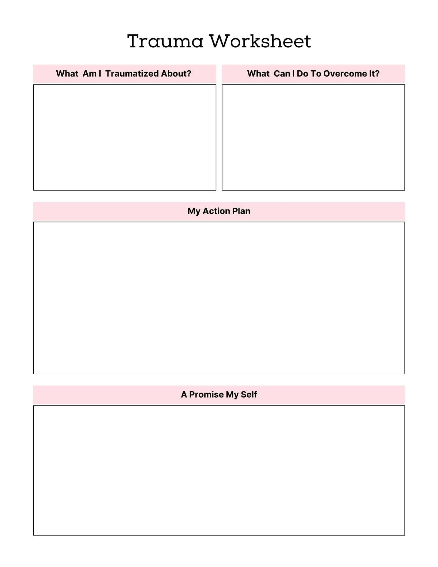 PTSD & Trauma Processing Workbook -65 Pages, healing worksheet for trauma reflection and recovery.