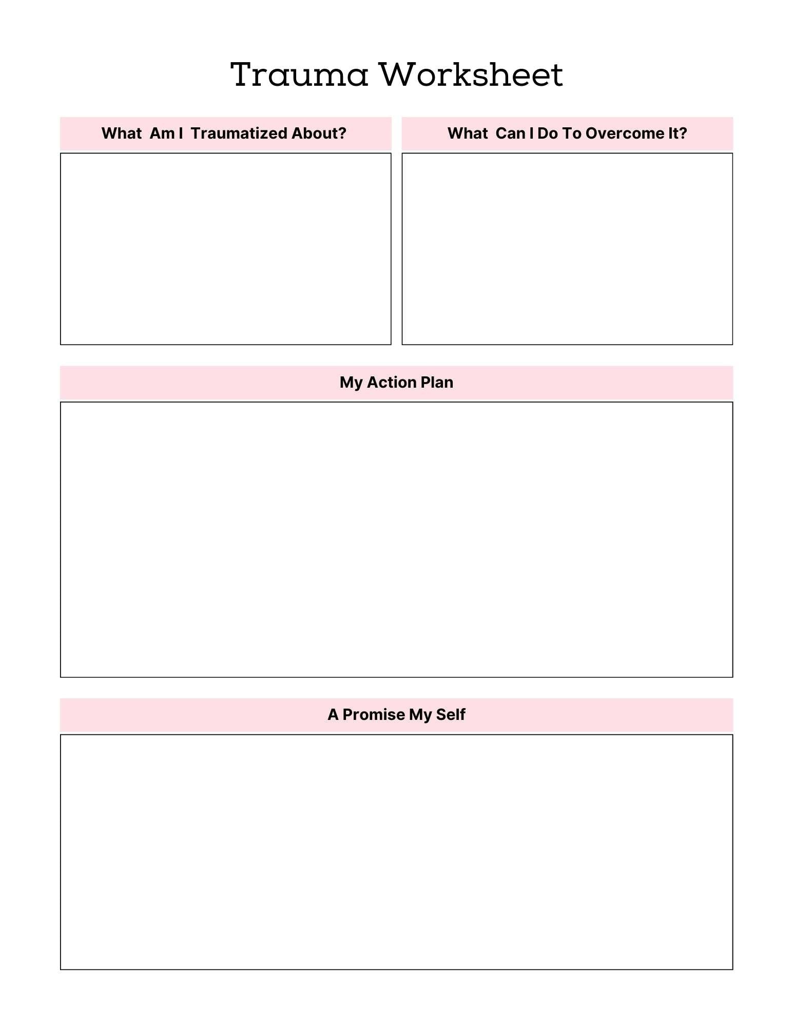 PTSD & Trauma Processing Workbook -65 Pages, healing worksheet for trauma reflection and recovery.