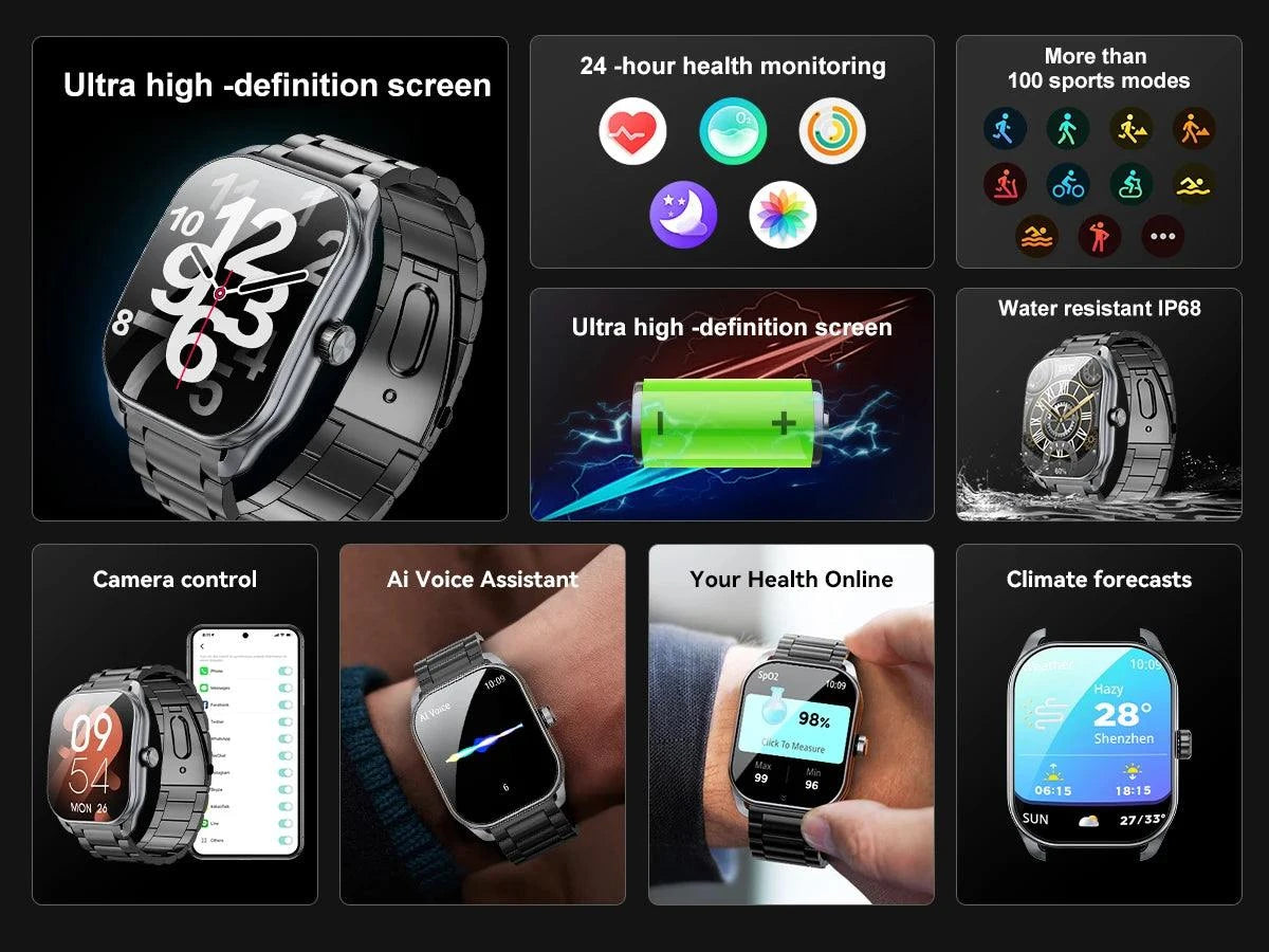 Smart Watch – 2.01-Inch Curved Screen Bluetooth Call IP68 Waterproof FDiscover the future of wearable technology with the Karchilor 2024 Smart Watch, designed specifically for the modern man. Featuring a striking 2.01-inch curved screeShop All I WantShop All I WantSmart Watch – 2