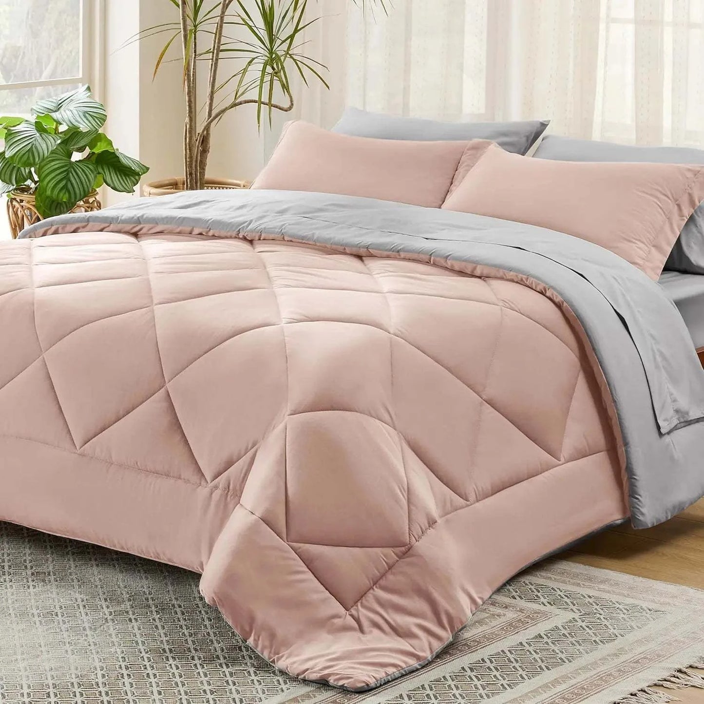 Bedsure Comforter Set, Reversible Queen Bed in a Bag with Comforter, STransform your bedroom with the Bedsure Comforter Set, offering a reversible design that brings versatility and style to your bed. This queen bed-in-a-bag set includShop All I WantShop All I WantBedsure Comforter Set, Reversible Queen Bed
