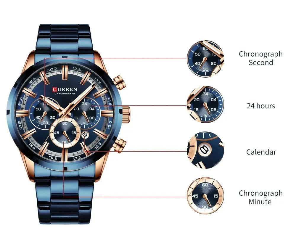 Business Watch | Blue Dial Stainless Steel Waterproof Luxury ⌚Elevate your professional look with this men's business watch featuring a striking blue dial. Crafted with a durable stainless steel band, this timepiece combines elShop All I WantShop All I WantBlue Dial Stainless Steel Waterproof Luxury ⌚