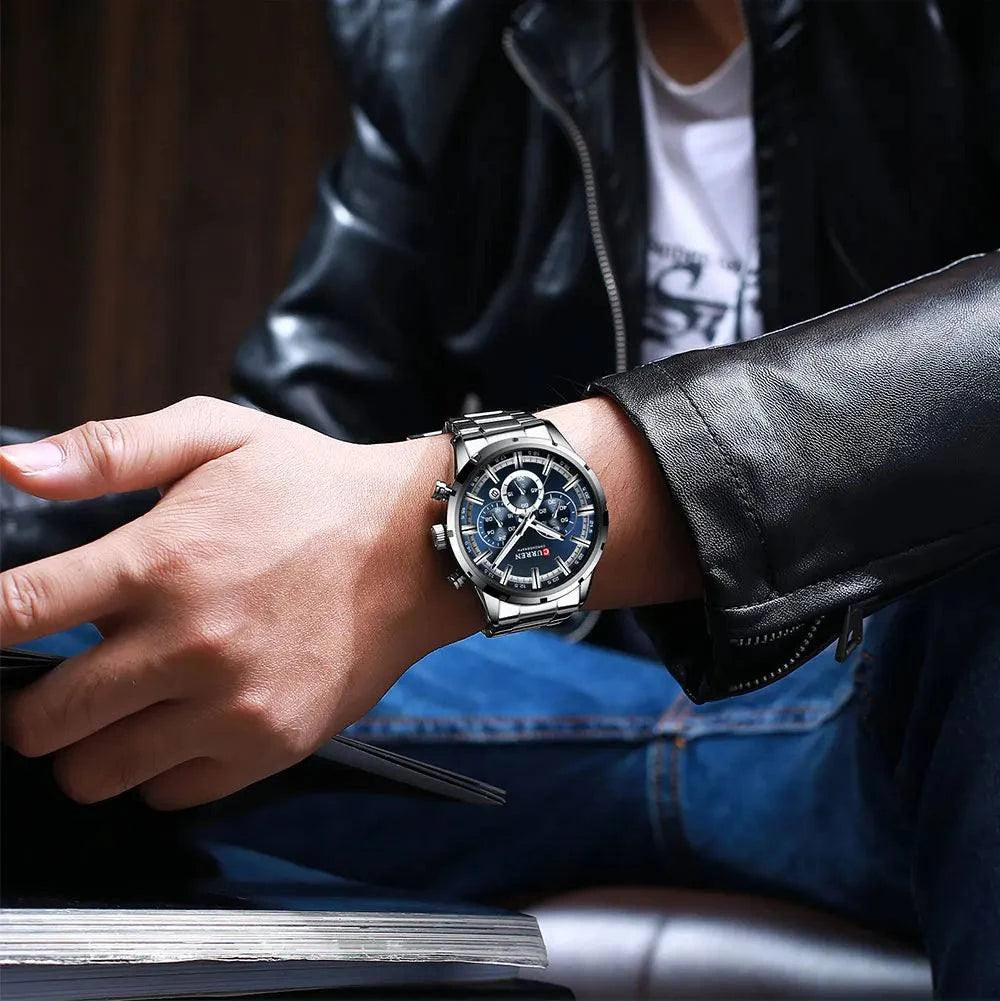 Business Watch | Blue Dial Stainless Steel Waterproof Luxury ⌚Elevate your professional look with this men's business watch featuring a striking blue dial. Crafted with a durable stainless steel band, this timepiece combines elShop All I WantShop All I WantBlue Dial Stainless Steel Waterproof Luxury ⌚