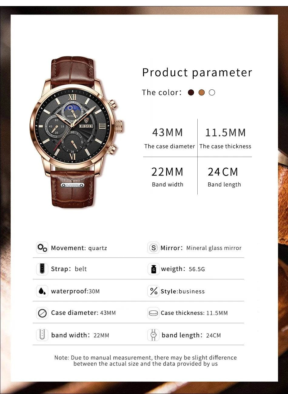 2025 LIGE Luxury Leather Watch for Men | Waterproof Casual Quartz ⌚Discover elegance and functionality with this 2025 men’s watch, a top brand that combines luxury with practicality. This casual quartz timepiece features a durable lShop All I WantShop All I Want2025 LIGE Luxury Leather Watch