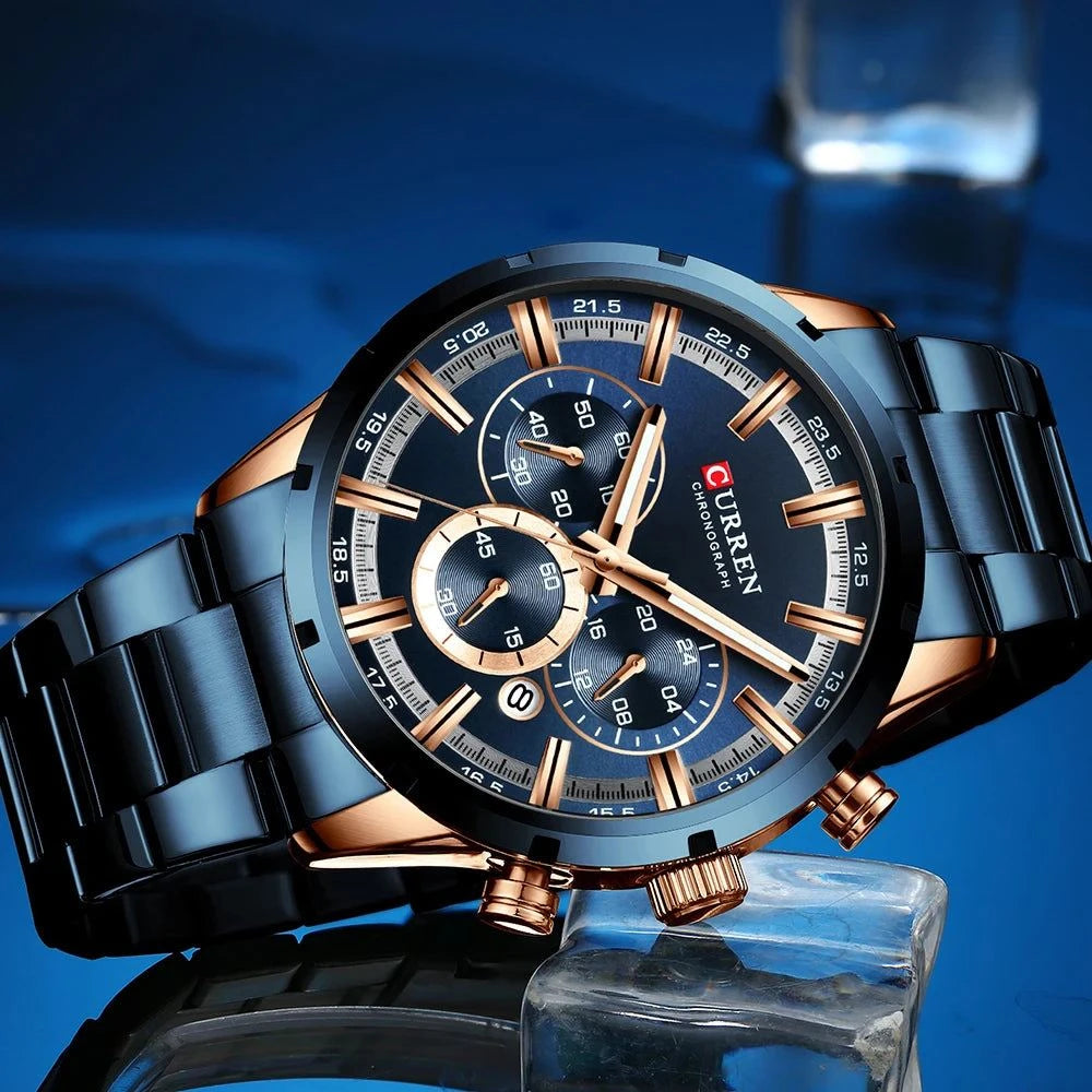 Business Watch | Blue Dial Stainless Steel Waterproof Luxury ⌚Elevate your professional look with this men's business watch featuring a striking blue dial. Crafted with a durable stainless steel band, this timepiece combines elShop All I WantShop All I WantBlue Dial Stainless Steel Waterproof Luxury ⌚