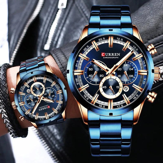Business Watch | Blue Dial Stainless Steel Waterproof Luxury ⌚Elevate your professional look with this men's business watch featuring a striking blue dial. Crafted with a durable stainless steel band, this timepiece combines elShop All I WantShop All I WantBlue Dial Stainless Steel Waterproof Luxury ⌚