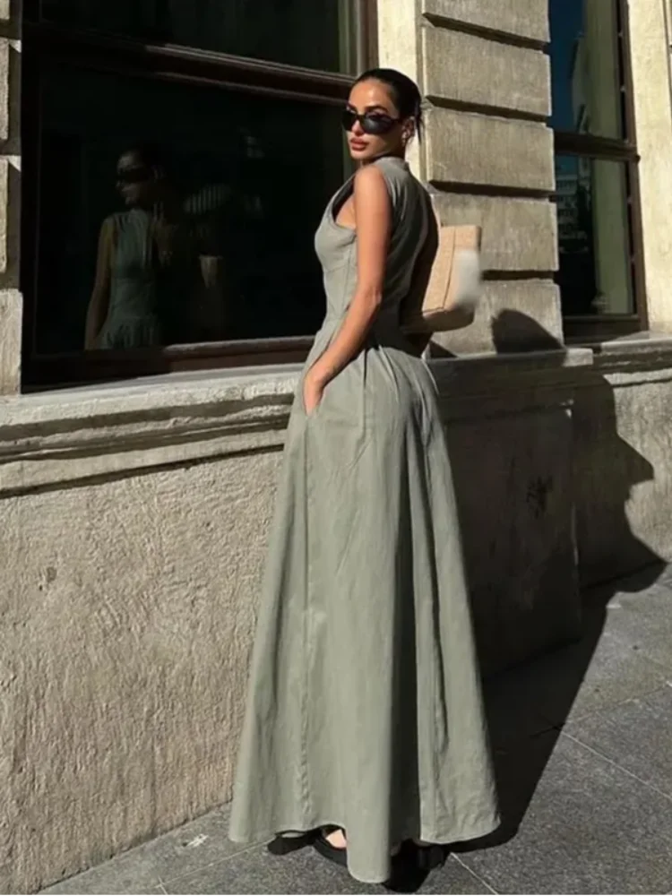 Sleeveless High Waist Maxi DressStep into summer with effortless elegance in the Chic V-Neck Sleeveless Maxi Dress. This stunning ankle-length dress features a flattering A-line silhouette with a VSHOP ALL I WANTShop All I WantSleeveless High Waist Maxi Dress