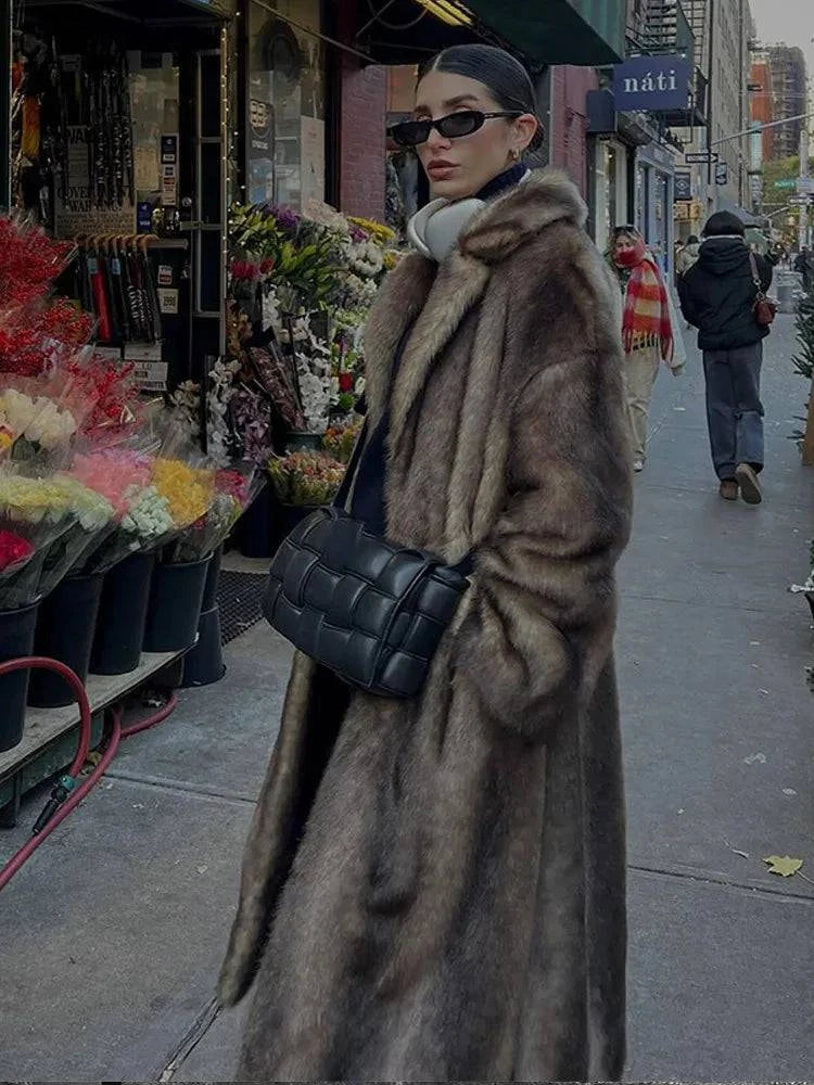 Women’s Dark Brown Faux Fur Overcoat: Plush & Warm Trench! ❄️🧥Stay cozy and stylish this winter with our women's dark brown faux fur long overcoat. This single-breasted fleece trench coat combines luxury and warmth, featuring aShop All I WantShop All I WantWomen’s Dark