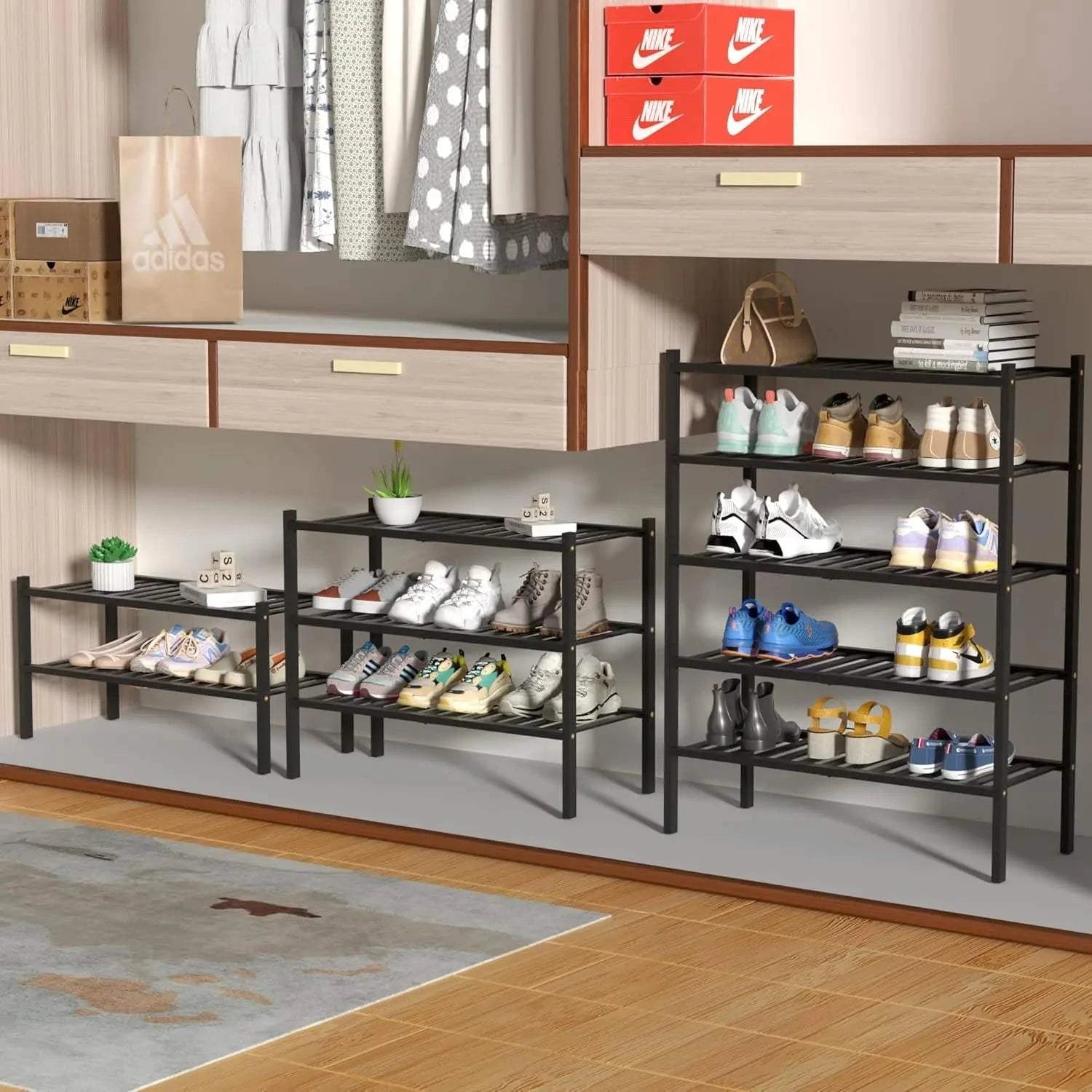 5-Tier Bamboo Shoe Rack Organizer 👟 | Foldable, Stackable, Large BlacMaximize your storage space with the 5-Tier Bamboo Shoe Rack Organizer 👟, a stylish and functional addition to any home. Made from durable bamboo, this organizer isShop All I WantShop All I Want5-Tier Bamboo Shoe Rack Organizer 👟