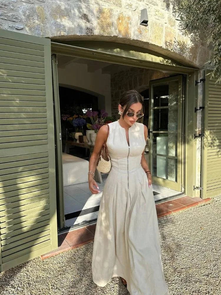 Sleeveless High Waist Maxi DressStep into summer with effortless elegance in the Chic V-Neck Sleeveless Maxi Dress. This stunning ankle-length dress features a flattering A-line silhouette with a VSHOP ALL I WANTShop All I WantSleeveless High Waist Maxi Dress