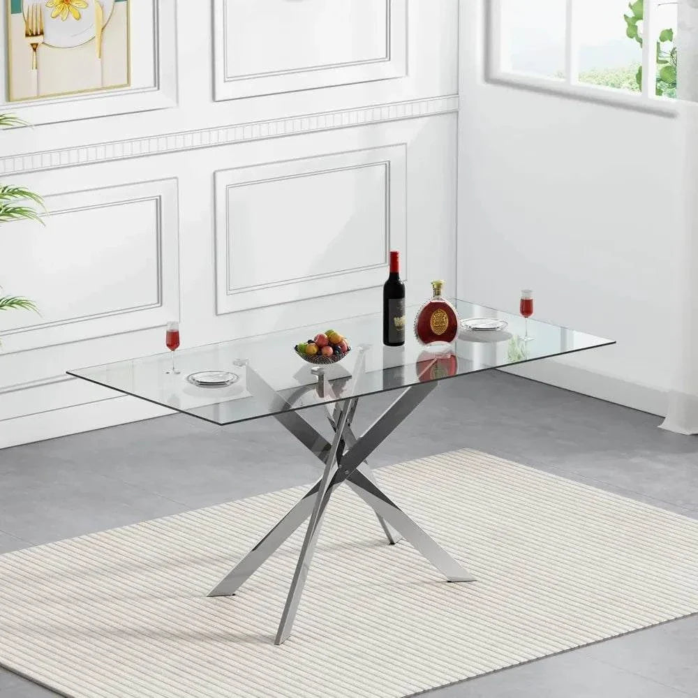 Shop All I Want 5-Piece Glass Dining Set 🍽️ | 51” Rectangular Table with Velvet ChairTransform your dining area with the 5-Piece Glass Dining Set 🍽️, featuring a stunning 51” rectangular tempered glass table paired with luxurious velvet chairs. PerfShop All I WantShop All I Want4