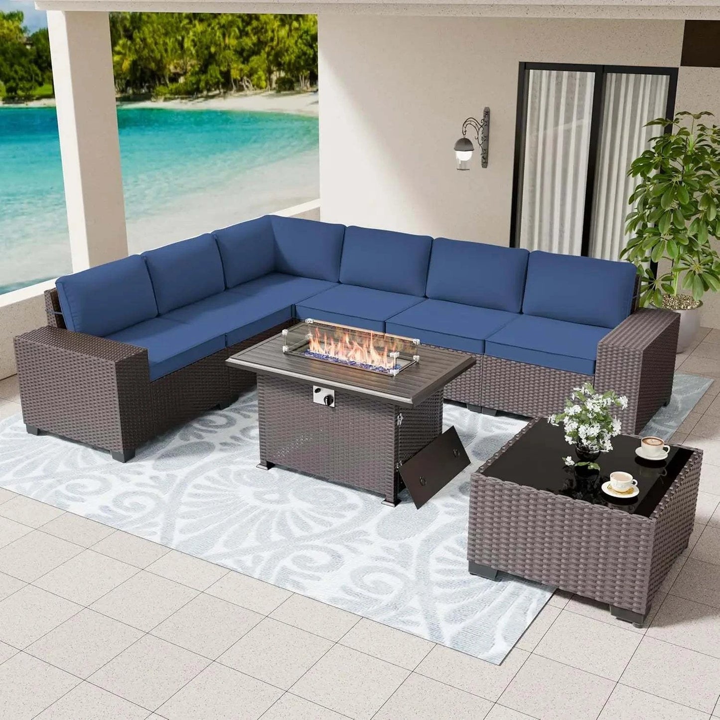 7-Piece Patio Sofa Set | Wicker Sectional with Glass Table 🌞Upgrade your outdoor living space with this beautiful 7-Piece Patio Sofa Set. Featuring a comfortable wicker sectional and a stylish glass table, this set is perfectShop All I WantShop All I Want7-Piece Patio Sofa Set
