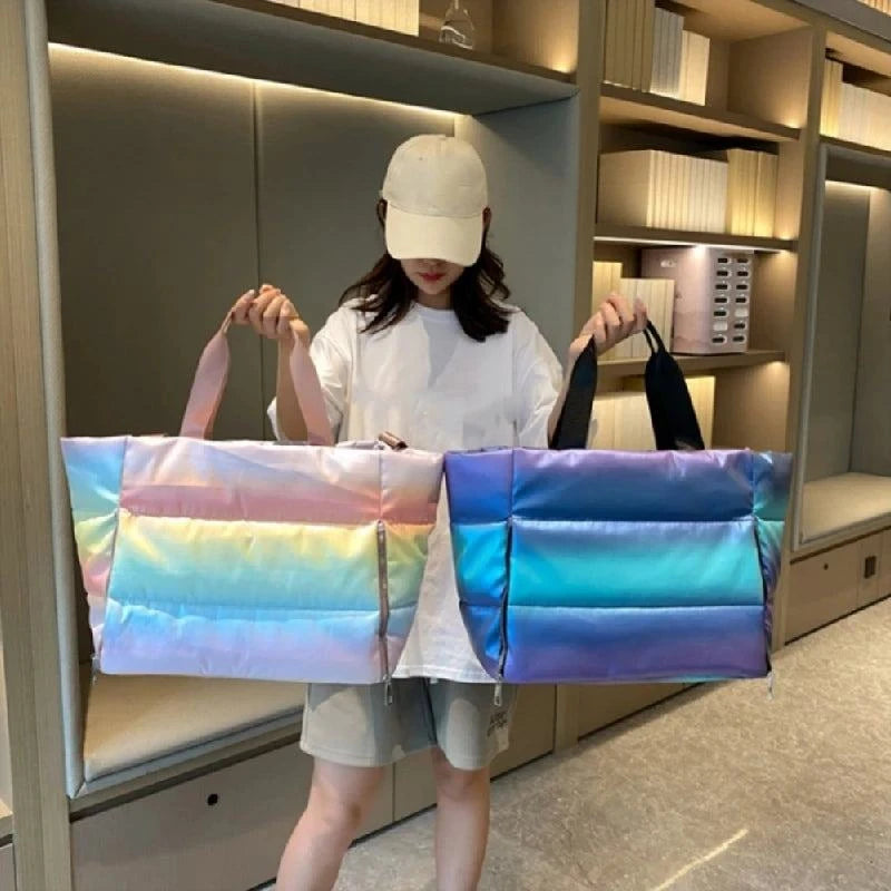 The Puffer Tote Bag 🖤Trend-forward versatility that fits any style. Our chic Puffer Bag effortlessly complements various outfits. Compact dimensions: 19.3" x 6.3" x 13.8" with a 20-literSHOP ALL I WANTShop All I Wantpuffer tote bag