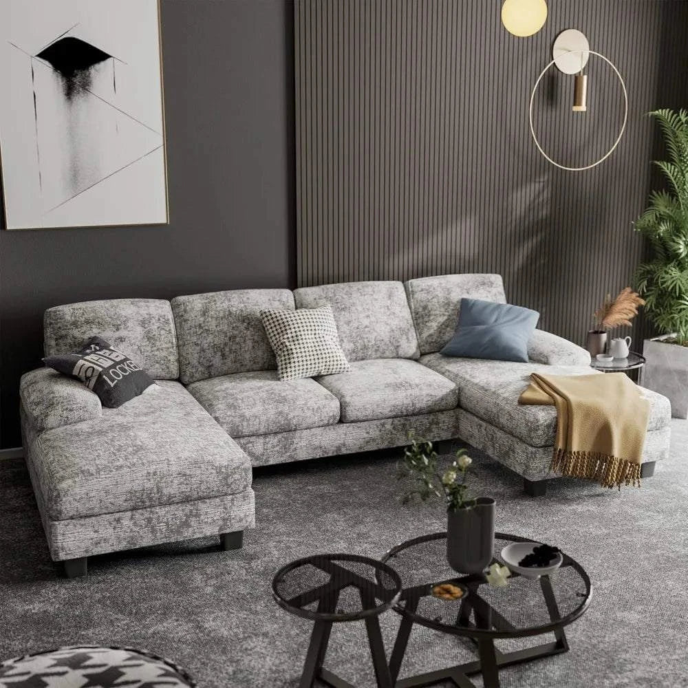 Convertible U-Shaped Sectional Sofa with Double Chaise - 4-Seat ModernTransform your living space with the Convertible U-Shaped Sectional Sofa, designed for ultimate comfort and versatility. This modern 4-seat sofa features a spacious Shop All I WantShop All I Want-Shaped Sectional Sofa