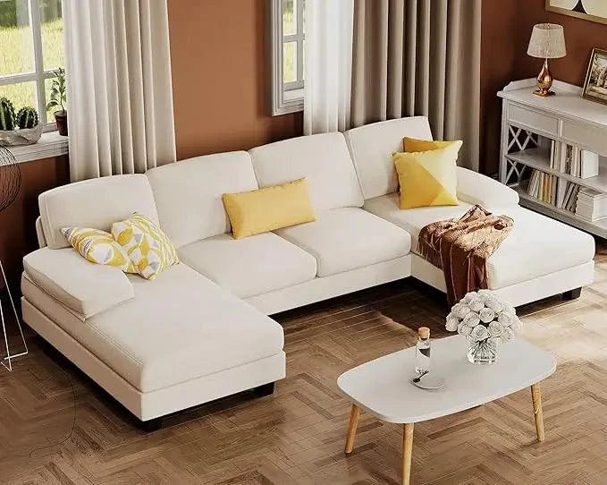 Convertible U-Shaped Sectional Sofa with Double Chaise & Memory Foam -Experience comfort and style with the Convertible U-Shaped Sectional Sofa, designed to elevate your living room. This spacious 4-seat sofa features a double chaise lShop All I WantShop All I Want-Shaped Sectional Sofa