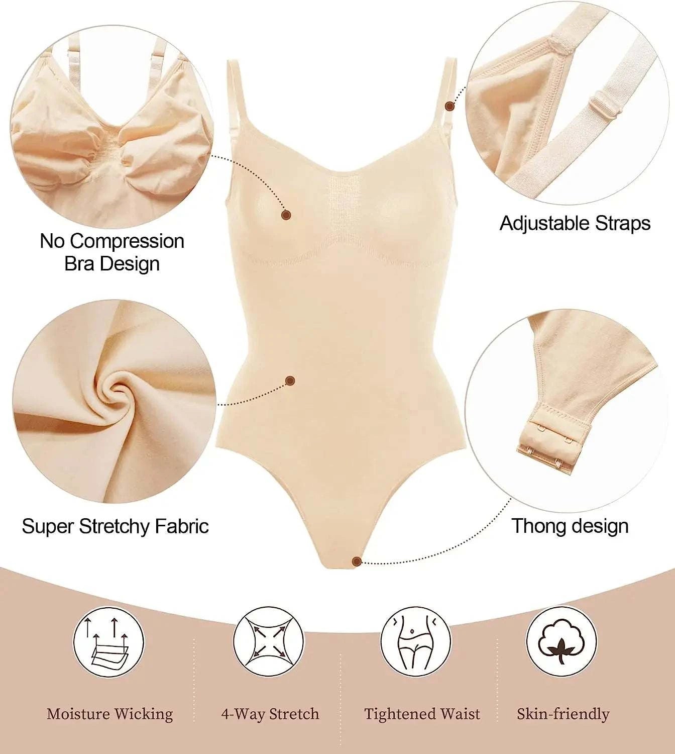 Seamless Bodysuit Shapewear: Tummy Control & Thong Design! 🔥✨Transform your silhouette with our seamless bodysuit shapewear, available in sizes XS to 3XL. This versatile bodysuit features a thong design for a smooth finish andShop All I WantShop All I WantSeamless Bodysuit