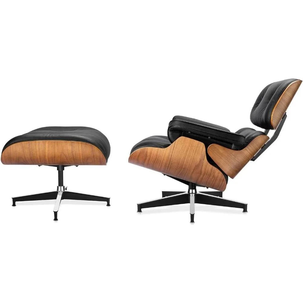 Black Leather Chaise Lounge Chair & Ottoman - Mid Century Modern DesigSPECIFICATIONSBrand Name: MKDKInstallation Method: self-containedOrigin: US(Origin)Hign-concerned Chemical: NoneType: Living Room FurnitureSpecific Use: Chaise LoungShop All I WantShop All I WantBlack Leather