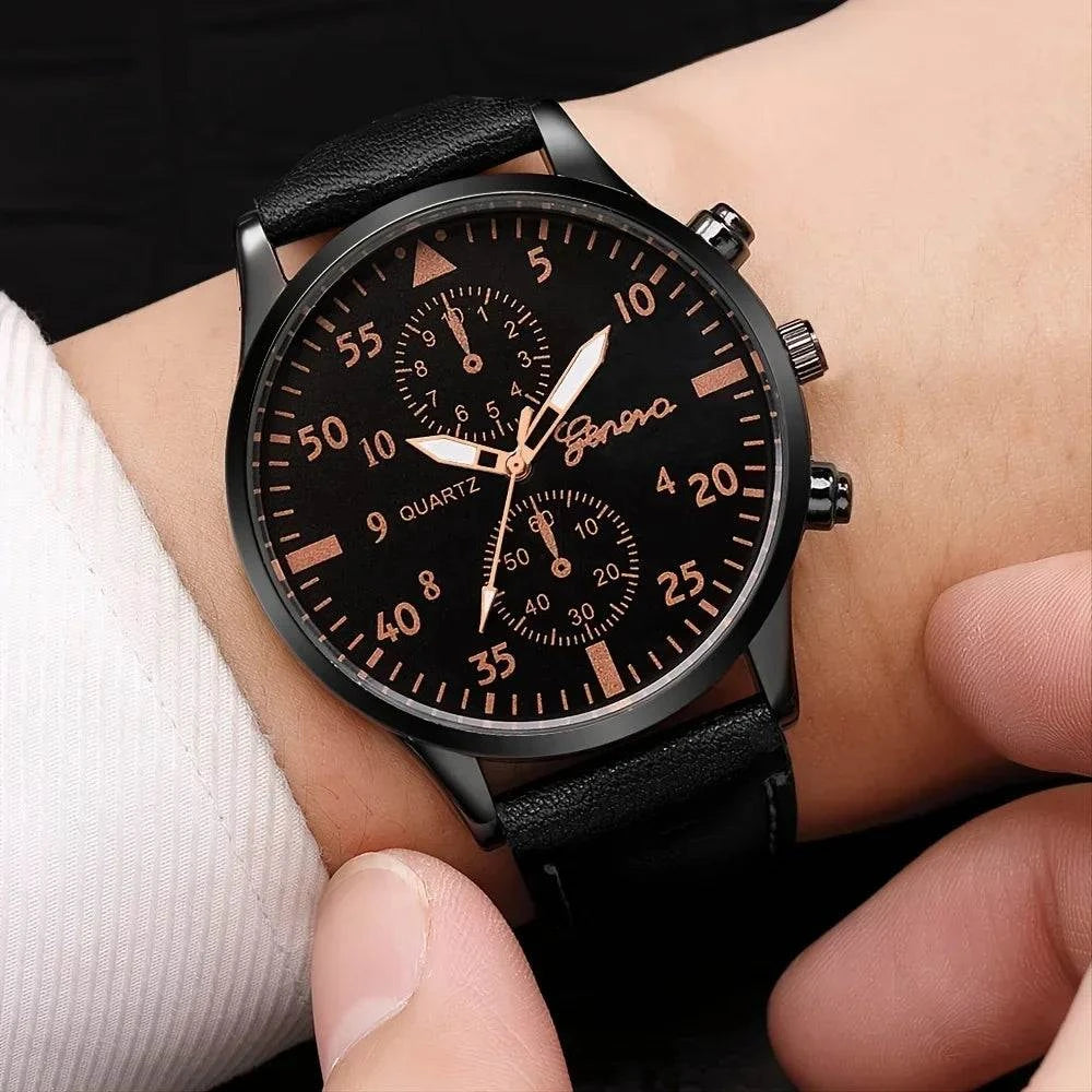 Men's Sports Watches Set | Luxury Quartz Wristwatch with Leather BraceElevate your style with this men's sports watches set, featuring a luxurious quartz wristwatch and a brown leather bracelet. This casual clock watch is perfect for bShop All I WantShop All I WantSports Watches Set