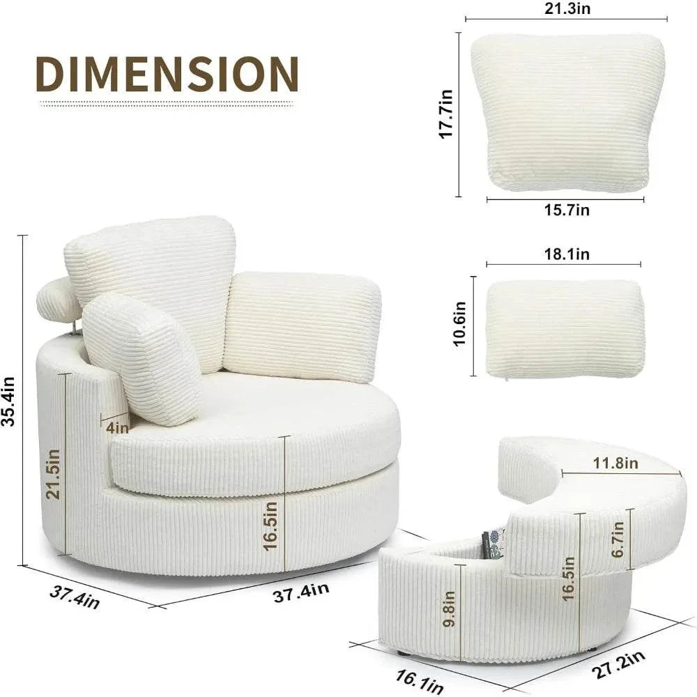 Cozy Round Reading Swivel Accent Chair โ With Ottoman & Pillow ๐๏ธElevate your living space with the Cozy Round Reading Swivel Accent Chair โ With Ottoman & Pillow ๐๏ธ Designed for both comfort and style, this chair features a Shop All I WantShop All I WantCorduroy Swivel Accent Chair โ