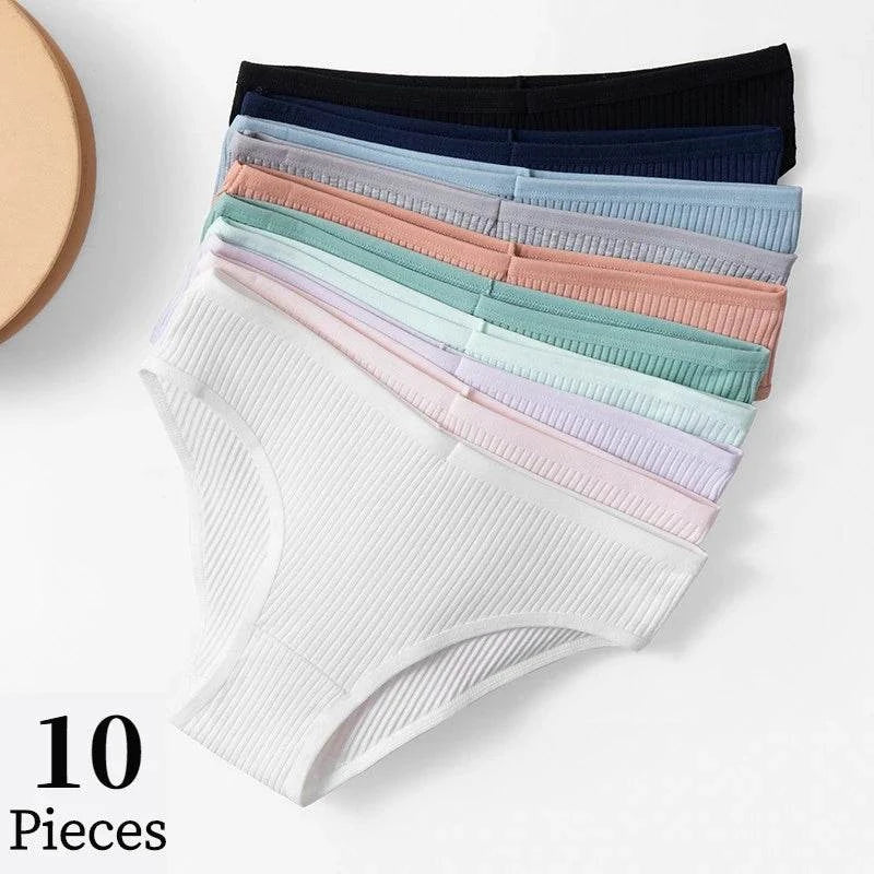 10PCS Women’s Panties Set | Sexy Breathable Cotton Striped Briefs 🌸Indulge in comfort with the 10PCS set of women's panties. These sexy and breathable cotton striped briefs are designed for all-day wear, combining style and comfort Shop All I WantShop All I WantSexy Breathable Cotton Striped Briefs 🌸