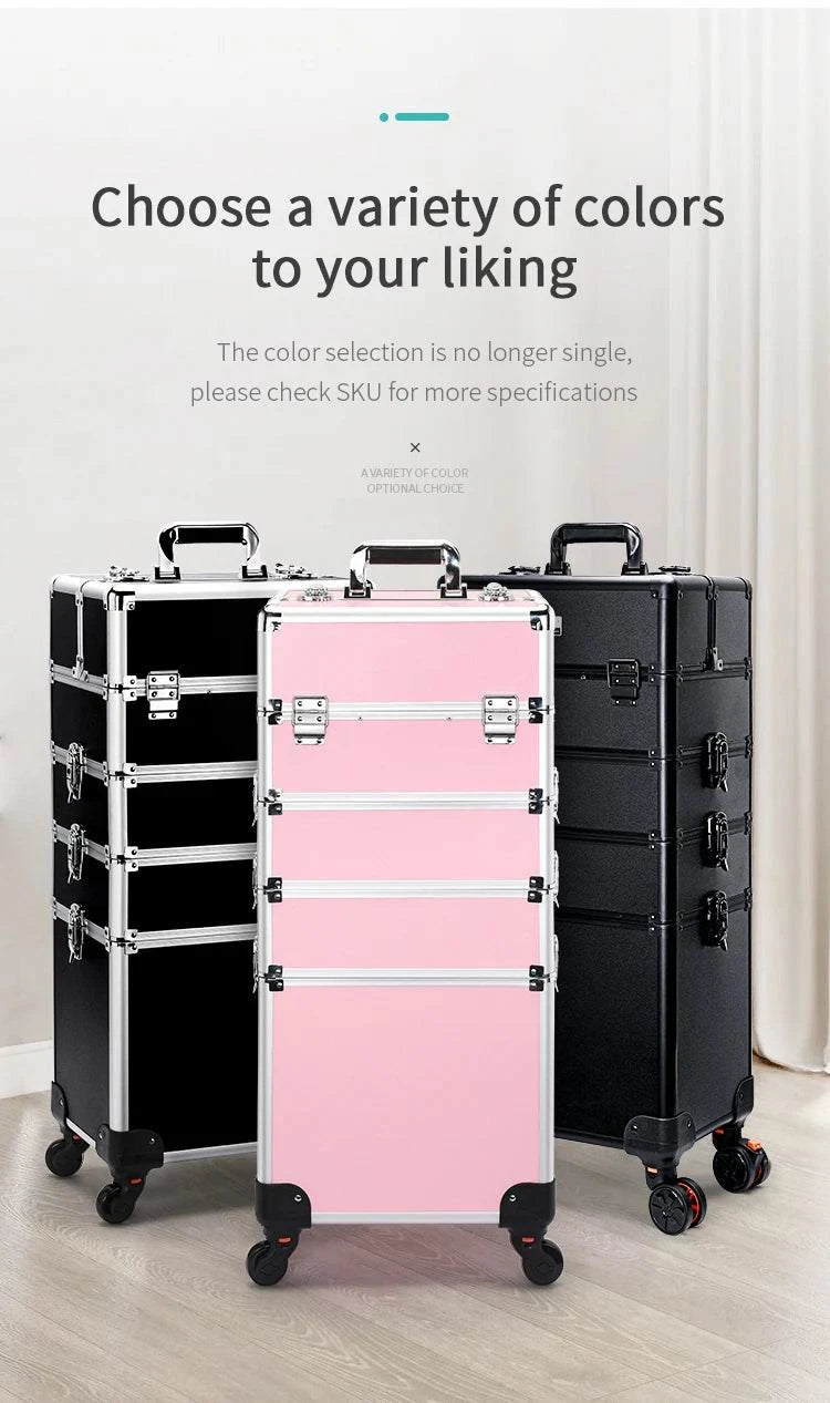 4-in-1 Cosmetic Rolling Trolley on Wheels - Pink Makeup Train Case 💄✨Organize your beauty essentials in style with the 4-in-1 Cosmetic Rolling Trolley on Wheels. Perfect for makeup artists or beauty enthusiasts, this pink makeup trainShop All I WantShop All I Want-1 Cosmetic Rolling Trolley