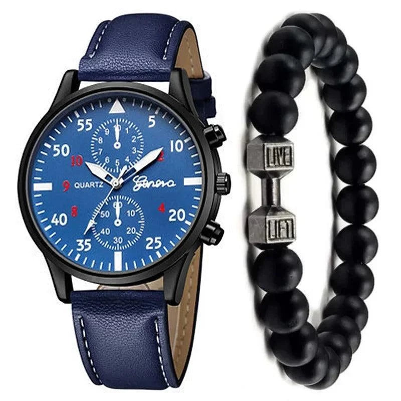 Men's Sports Watches Set | Luxury Quartz Wristwatch with Leather BraceElevate your style with this men's sports watches set, featuring a luxurious quartz wristwatch and a brown leather bracelet. This casual clock watch is perfect for bShop All I WantShop All I WantSports Watches Set