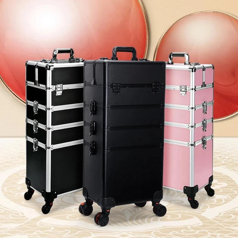 4-in-1 Cosmetic Rolling Trolley on Wheels - Pink Makeup Train Case 💄✨Organize your beauty essentials in style with the 4-in-1 Cosmetic Rolling Trolley on Wheels. Perfect for makeup artists or beauty enthusiasts, this pink makeup trainShop All I WantShop All I Want-1 Cosmetic Rolling Trolley