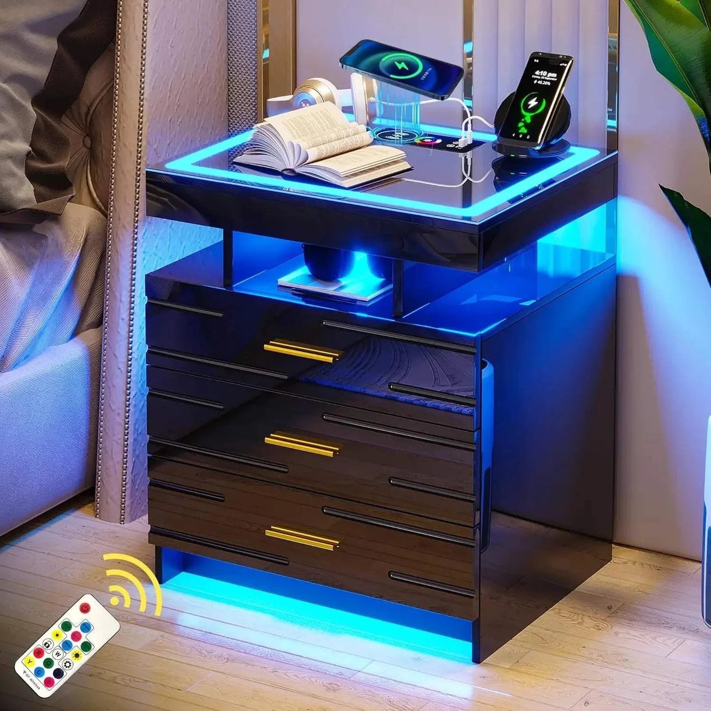 Auto LED Nightstand, Modern Bedside Table with 24 Color Lights & 3 DraAdd a modern touch to your bedroom with this sleek Auto LED Nightstand. Featuring 24 color-changing LED lights, this bedside table creates the perfect ambiance for aShop All I WantShop All I WantAuto LED Nightstand, Modern Bedside Table