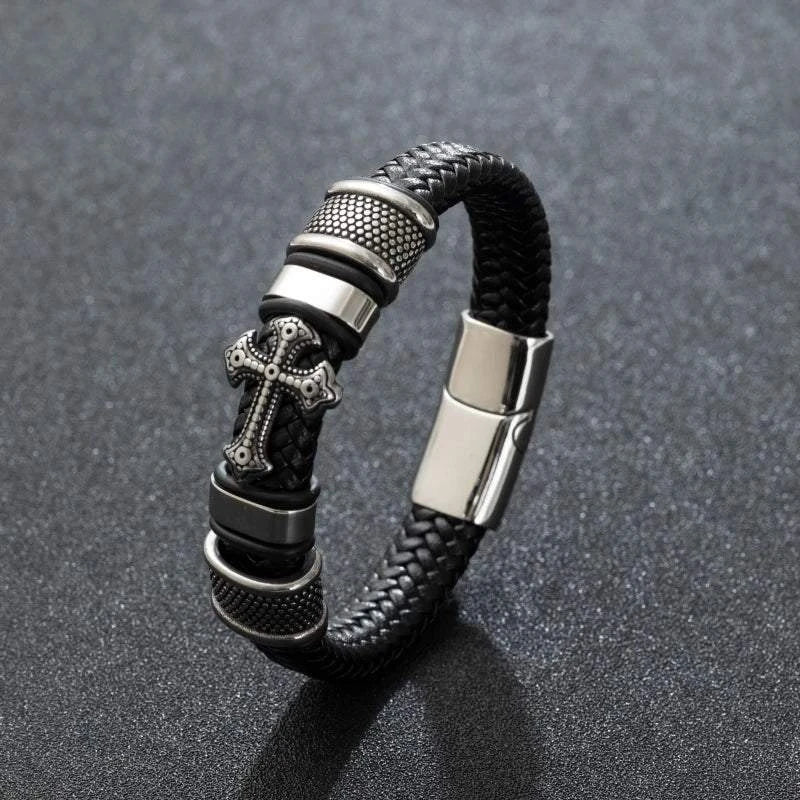 Classic Cross Leather Bracelet for MenIntroducing our Classic Cross Leather Bracelet for Men – where timeless design meets masculine elegance for a statement accessory.
🛡️ Symbolic Cross Design: The braSHOP ALL I WANTShop All I WantClassic Cross Leather Bracelet