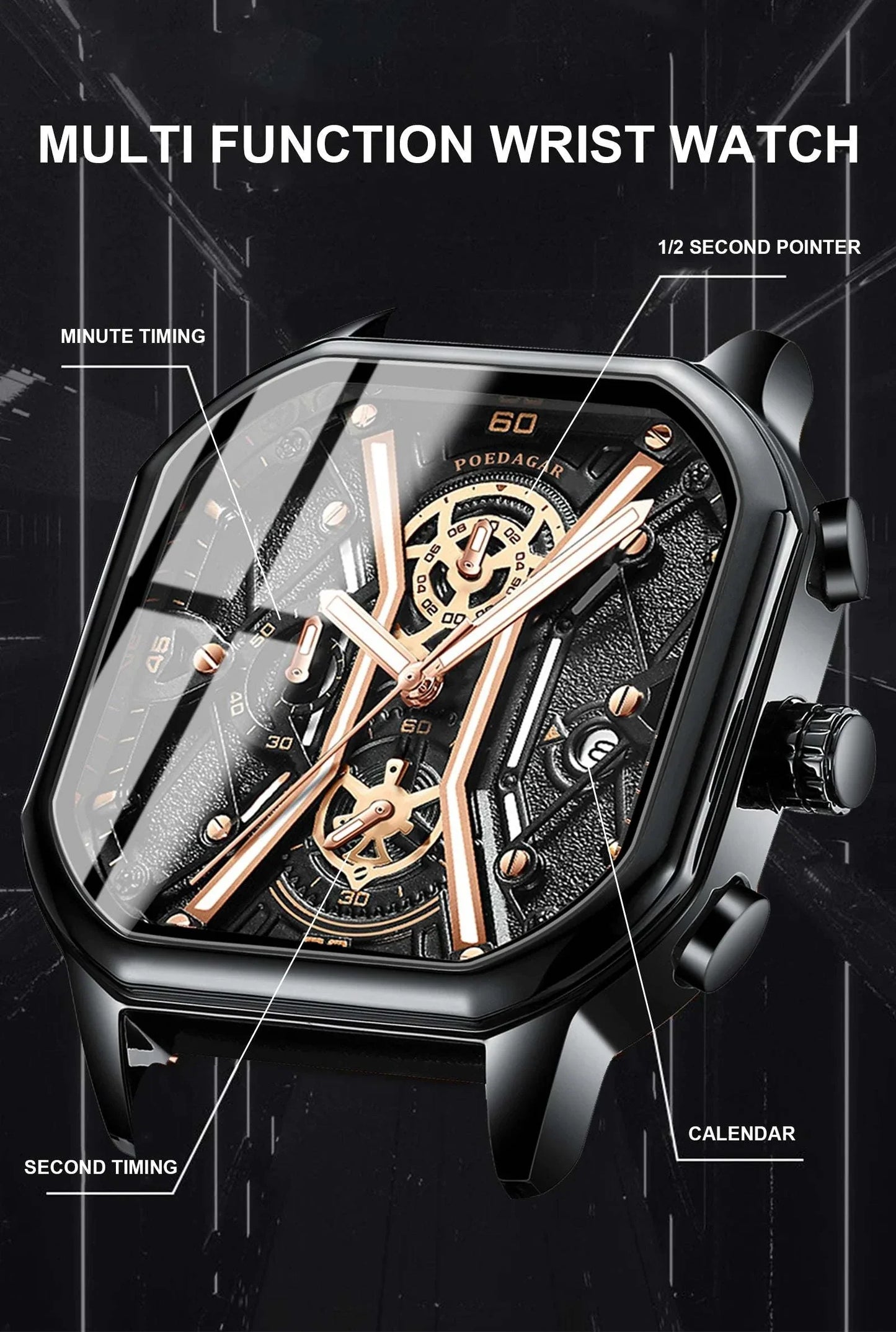 Shop All I Want Luxury Chronograph, Luminous Waterproof Square Dial, Leather Quartz WaMake a bold statement with the POEDAGAR Fashion Men’s Wristwatch, a luxury timepiece designed for the sophisticated man. This stylish chronograph features a strikingShop All I WantShop All I WantLuxury Chronograph, Luminous Waterproof Square Dial, Leather Quartz Watch ⌚💼