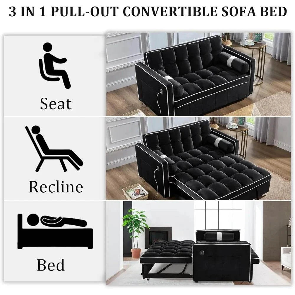 Modern Living Room Furniture Shop All I Want Convertible Sofa Bed with USB Ports: Relax & Recharge 🛋️ | 55” ModernUpgrade your living space with the Convertible Sofa Bed that combines comfort, functionality, and modern style. This 55" velvet sofa bed features an adjustable backrShop All I WantShop All I Want55” Modern Velvet, Adjustable Backrest