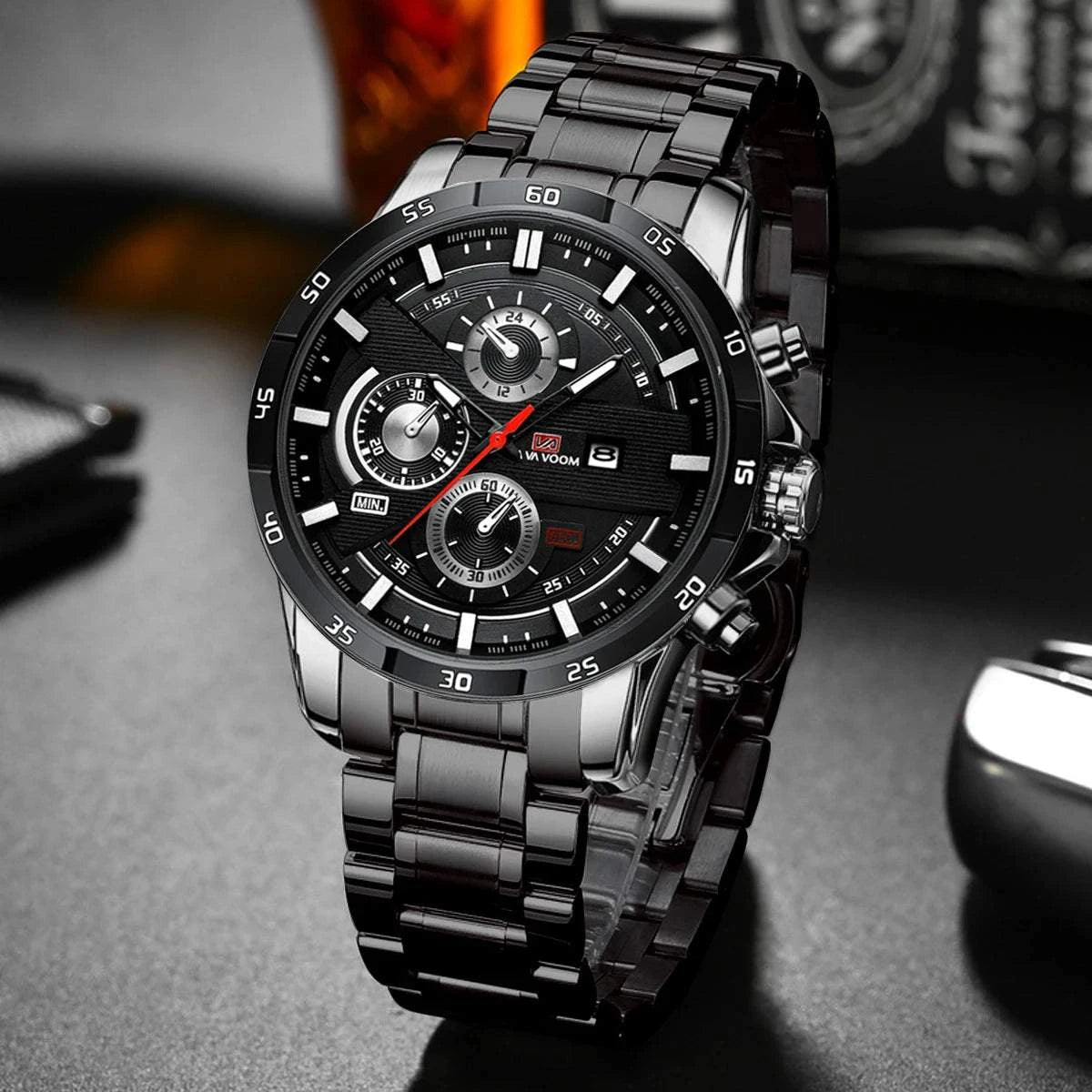 Men’s Sports Style Watch – 46mm Large Leather Racing Quartz Watch withThe Men’s Sports Style Watch is designed for the modern man who values both performance and style. This 46mm large watch features a striking black and rose gold coloShop All I WantShop All I WantSports Style Watch – 46mm Large Leather Racing Quartz Watch