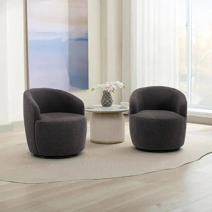 Bouclé Swivel Barrel Chairs – Comfy & Stylish Set of 2 🪑Enhance your sitting room designs with these Bouclé Swivel Barrel Chairs, a perfect duo for modern home design ideas. Featuring a minimalist modern aesthetic, these Shop All I WantShop All I WantBouclé Swivel Barrel Chairs – Comfy & Stylish Set