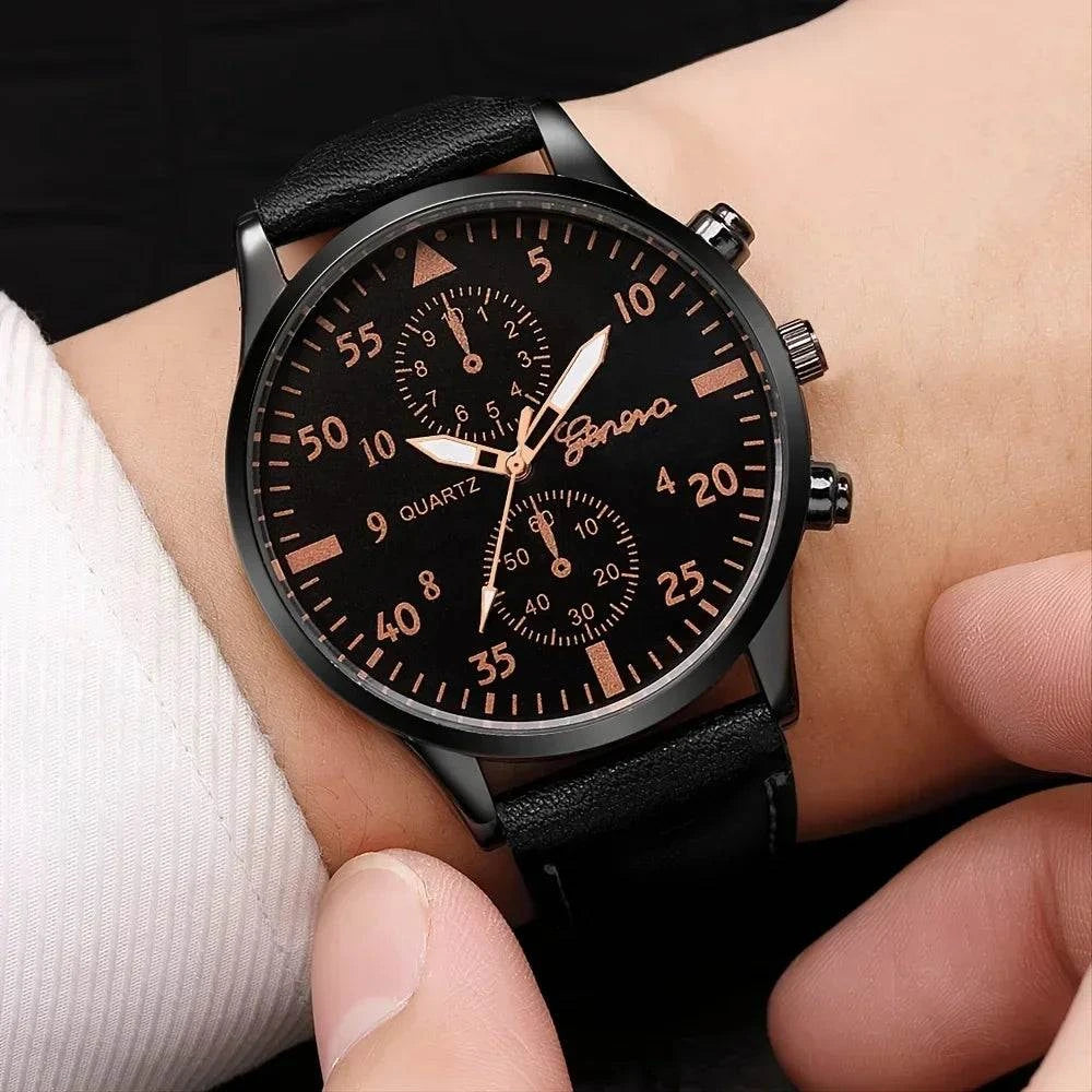Men's Sports Watches Set | Luxury Quartz Wristwatch with Leather BraceElevate your style with this men's sports watches set, featuring a luxurious quartz wristwatch and a brown leather bracelet. This casual clock watch is perfect for bShop All I WantShop All I WantSports Watches Set