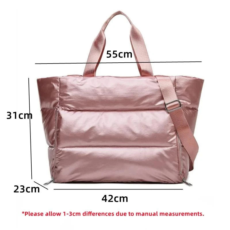 The Puffer Tote Bag 🖤Trend-forward versatility that fits any style. Our chic Puffer Bag effortlessly complements various outfits. Compact dimensions: 19.3" x 6.3" x 13.8" with a 20-literSHOP ALL I WANTShop All I Wantpuffer tote bag