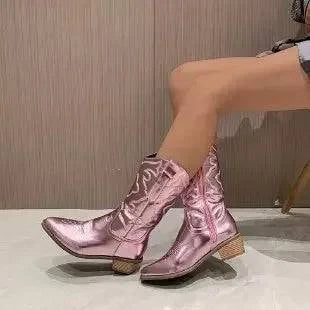 Gold Mid-Calf Cowboy BootsElevate your look with Gold Mid-Calf Cowboy Boots! ✨ Glamorous and stylish, ideal for Brooklyn nights or Miami days. 🤠SHOP ALL I WANTShop All I WantGold Mid-Calf Cowboy Boots