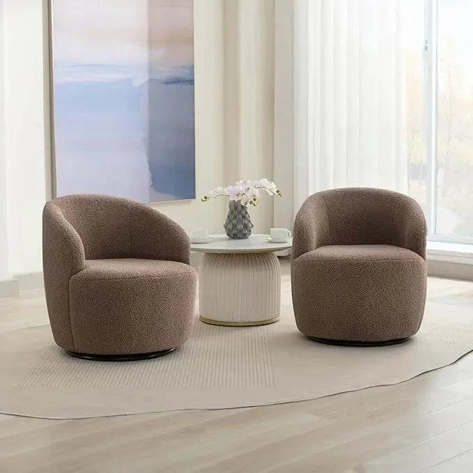 Bouclé Swivel Barrel Chairs – Comfy & Stylish Set of 2 🪑Enhance your sitting room designs with these Bouclé Swivel Barrel Chairs, a perfect duo for modern home design ideas. Featuring a minimalist modern aesthetic, these Shop All I WantShop All I WantBouclé Swivel Barrel Chairs – Comfy & Stylish Set