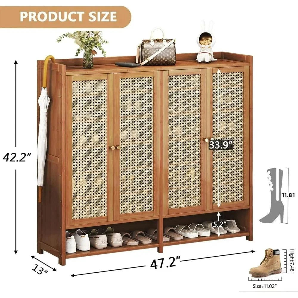 Bamboo Shoe Cabinet with Doors & 8 Tiers 🌿Add a touch of natural elegance to your living room with this bamboo sideboard. Perfect for use as a shoe rack or a stylish storage solution, its sleek, modern desigShop All I WantShop All I WantBamboo Shoe Cabinet