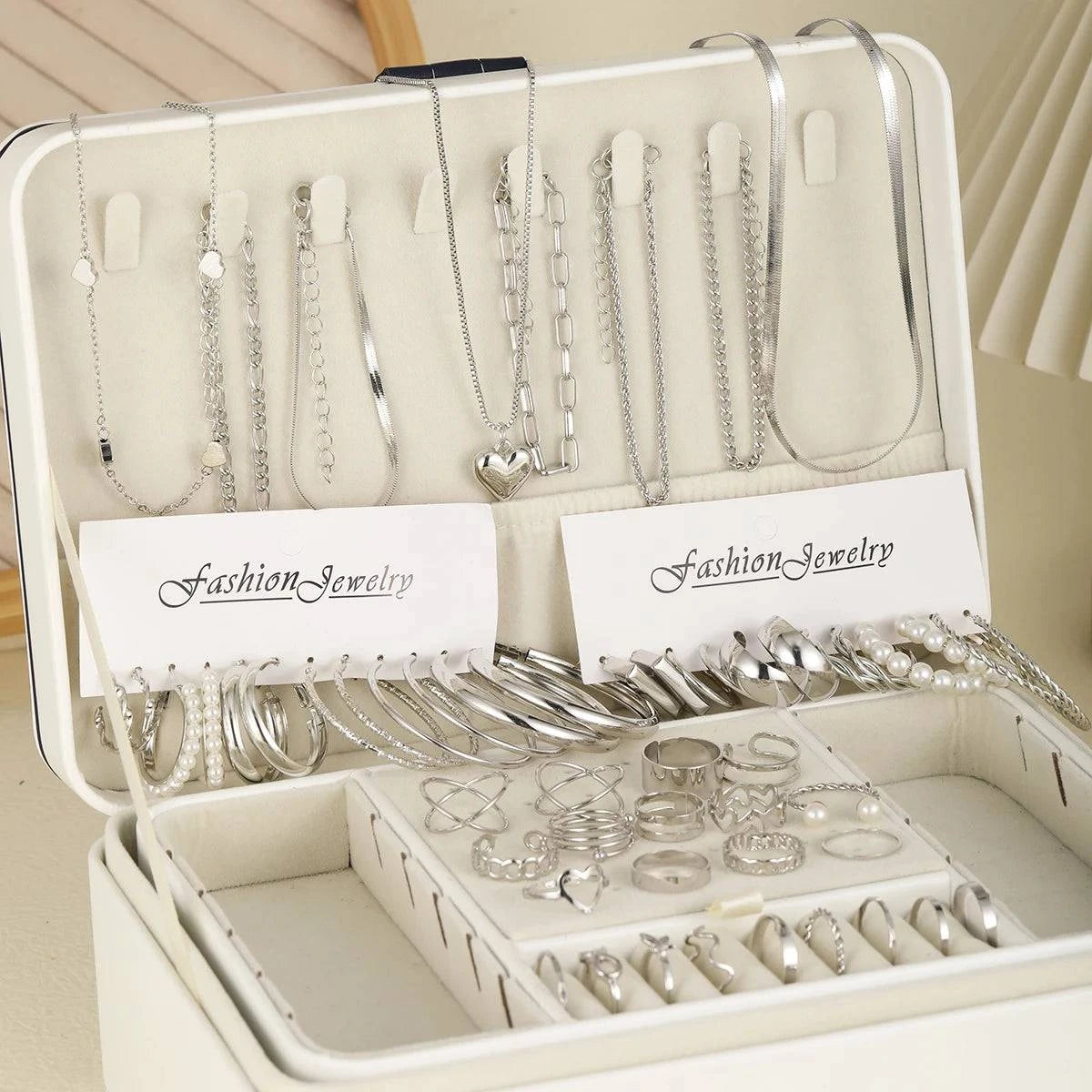54 Pcs Vintage Pearl Jewelry Set | Elegant Earrings, Rings, Necklaces Elevate your accessory collection with this stunning 54 pcs vintage pearl jewelry set. This elegant assortment includes earrings, rings, heart pendant necklaces, andShop All I WantShop All I Want54 Pcs Vintage Pearl Jewelry Set