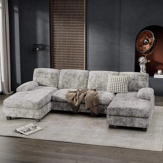 Convertible U-Shaped Sectional Sofa with Double Chaise - 4-Seat ModernTransform your living space with the Convertible U-Shaped Sectional Sofa, designed for ultimate comfort and versatility. This modern 4-seat sofa features a spacious Shop All I WantShop All I Want-Shaped Sectional Sofa