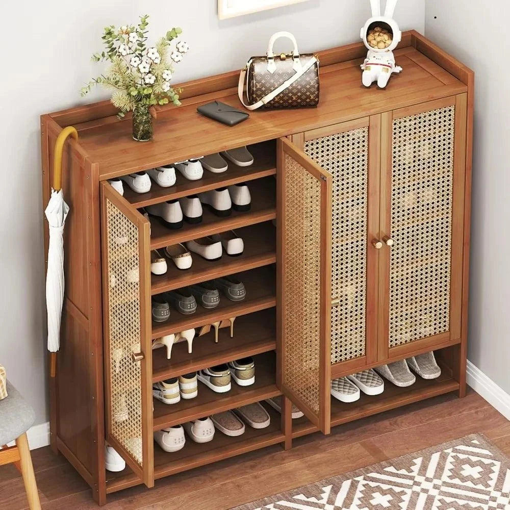 Bamboo Shoe Cabinet with Doors & 8 Tiers 🌿Add a touch of natural elegance to your living room with this bamboo sideboard. Perfect for use as a shoe rack or a stylish storage solution, its sleek, modern desigShop All I WantShop All I WantBamboo Shoe Cabinet