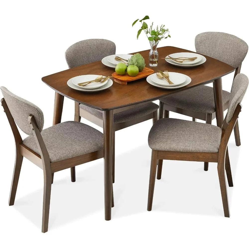 5-Piece Dining Set 🍽️ | Compact Mid-Century Table with 4 Chairs, LighTransform your dining area with the 5-Piece Dining Set 🍽️, featuring a compact Mid-Century table paired with 4 stylish chairs in light gray and walnut finishes. ThiShop All I WantShop All I Want5-Piece Dining Set 🍽️