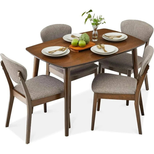 5-Piece Dining Set 🍽️ | Compact Mid-Century Table with 4 Chairs, LighTransform your dining area with the 5-Piece Dining Set 🍽️, featuring a compact Mid-Century table paired with 4 stylish chairs in light gray and walnut finishes. ThiShop All I WantShop All I Want5-Piece Dining Set 🍽️