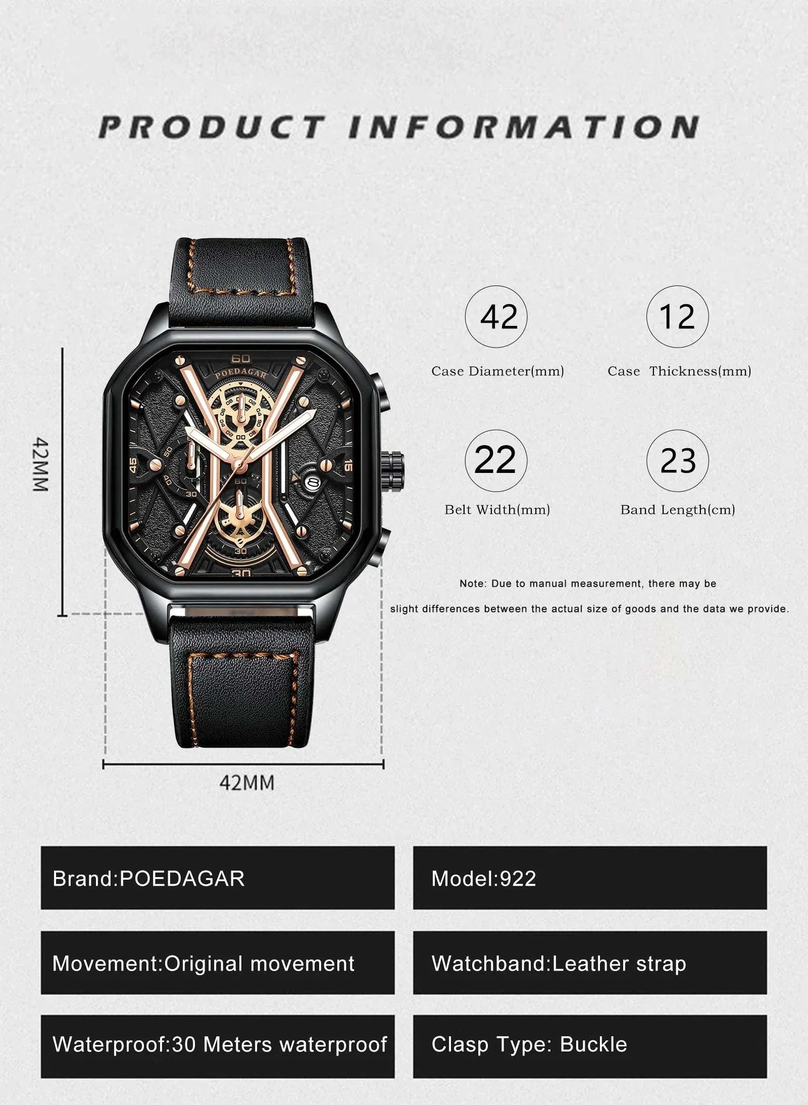 Shop All I Want Luxury Chronograph, Luminous Waterproof Square Dial, Leather Quartz WaMake a bold statement with the POEDAGAR Fashion Men’s Wristwatch, a luxury timepiece designed for the sophisticated man. This stylish chronograph features a strikingShop All I WantShop All I WantLuxury Chronograph, Luminous Waterproof Square Dial, Leather Quartz Watch ⌚💼