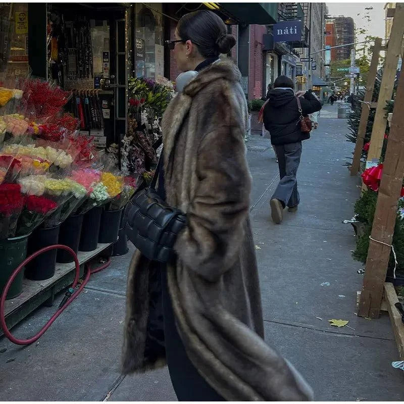 Women’s Dark Brown Faux Fur Overcoat: Plush & Warm Trench! ❄️🧥Stay cozy and stylish this winter with our women's dark brown faux fur long overcoat. This single-breasted fleece trench coat combines luxury and warmth, featuring aShop All I WantShop All I WantWomen’s Dark