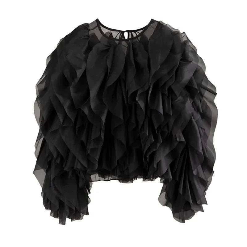 Ruffled Lantern Sleeve Blouse -Venice: Summer chic 🏖️Step into summer elegance with this Ruffled Lantern Sleeve Blouse. Perfect for a sunny Venice day, it features a lightweight chiffon fabric with a stylish patchwork SHOP ALL I WANTShop All I WantRuffled Lantern Sleeve Blouse