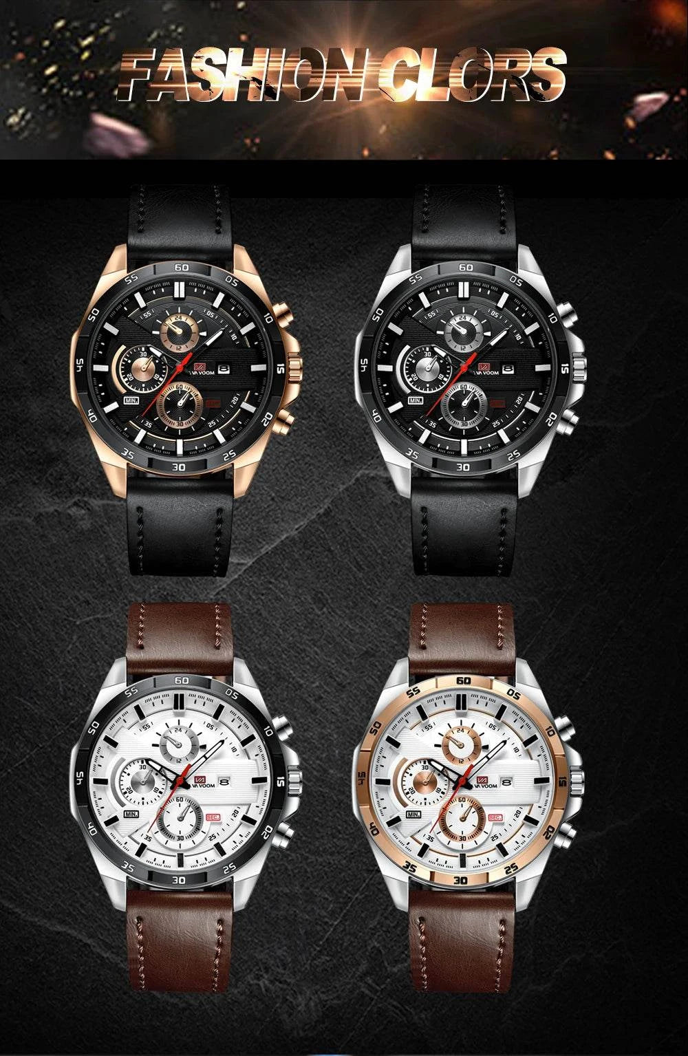 Men’s Sports Style Watch – 46mm Large Leather Racing Quartz Watch withThe Men’s Sports Style Watch is designed for the modern man who values both performance and style. This 46mm large watch features a striking black and rose gold coloShop All I WantShop All I WantSports Style Watch – 46mm Large Leather Racing Quartz Watch
