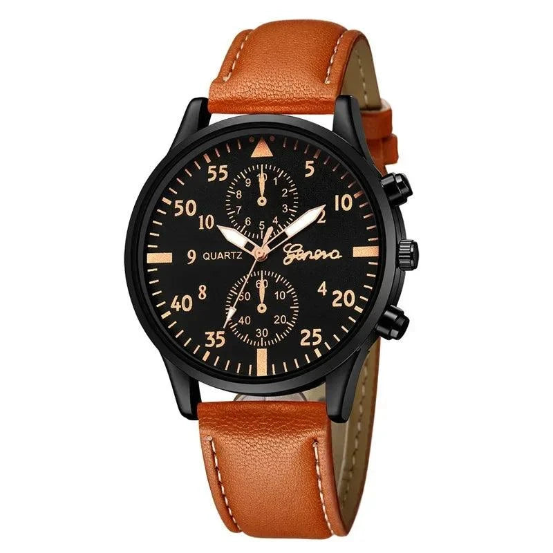Men's Sports Watches Set | Luxury Quartz Wristwatch with Leather BraceElevate your style with this men's sports watches set, featuring a luxurious quartz wristwatch and a brown leather bracelet. This casual clock watch is perfect for bShop All I WantShop All I WantSports Watches Set